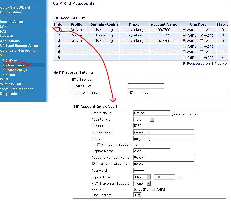 Vigor2800V/2700V SIP Setup