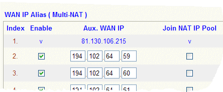WAN IP Alias setup