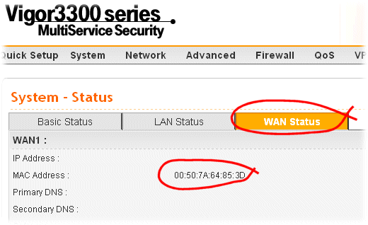 Vigor3300 MAC Address