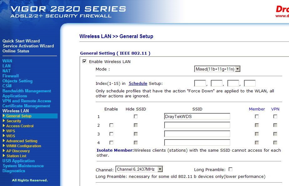 Wireless LAN General Setup