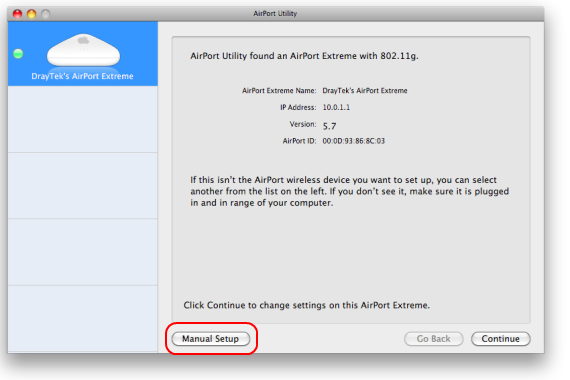 Airport Manual Setup