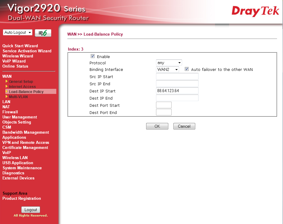 Access to specific IP goes through a specific WAN