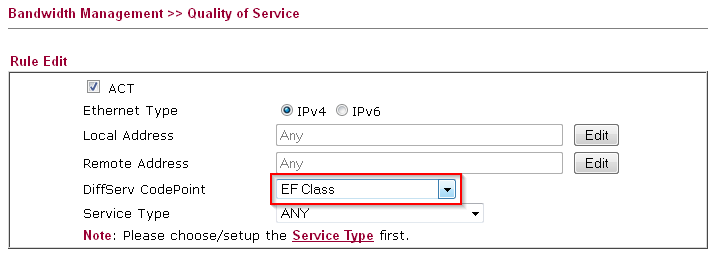 Prioritise VoIP traffic based on DSCP packet tag