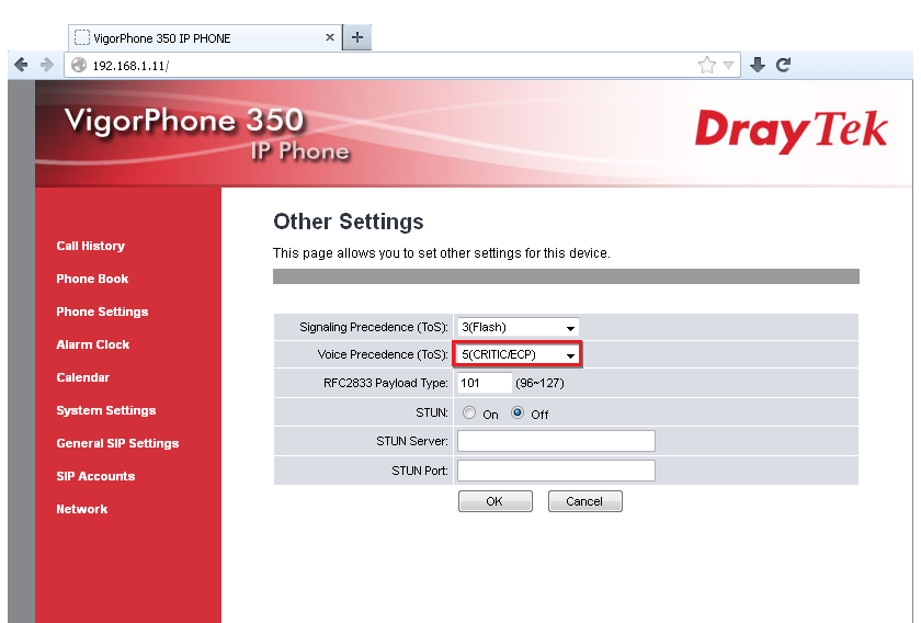 VOIP DSCP IP on VP350